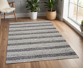9' X 13' Brown Gray And Ivory Wool Striped Hand Woven Area Rug
