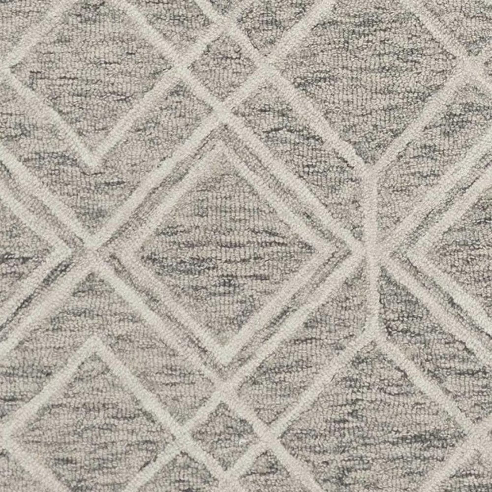 9' X 12' Sand Beige And Ivory Wool Geometric Hand Tufted Area Rug