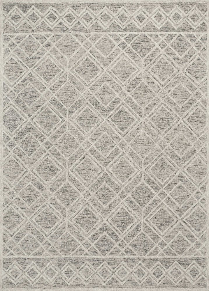 9' X 12' Sand Beige And Ivory Wool Geometric Hand Tufted Area Rug