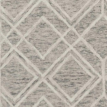 9' X 12' Sand Beige And Ivory Wool Geometric Hand Tufted Area Rug