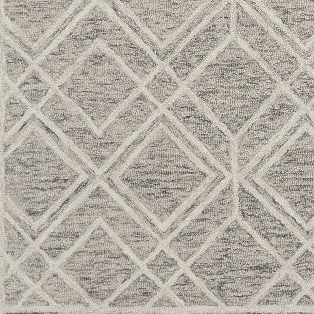 9' X 12' Sand Beige And Ivory Wool Geometric Hand Tufted Area Rug