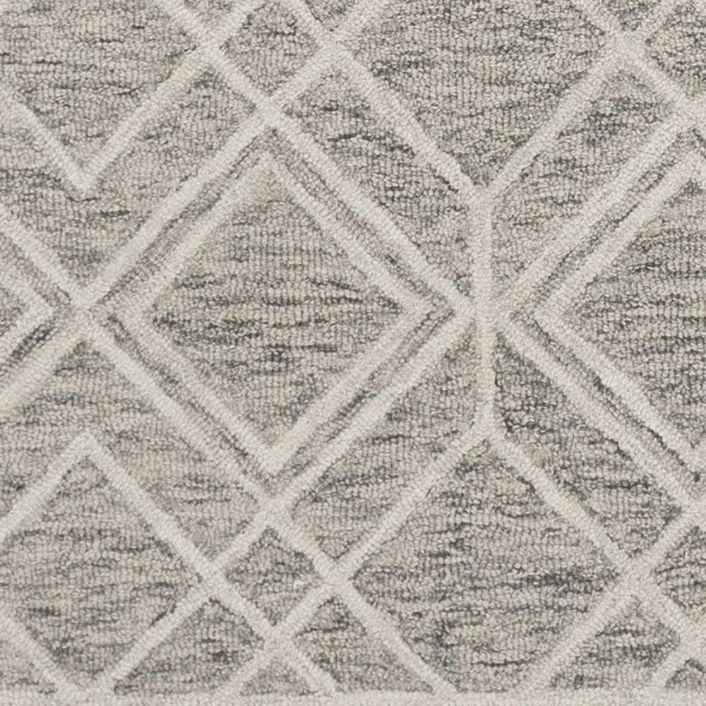 9' X 12' Sand Beige And Ivory Wool Geometric Hand Tufted Area Rug