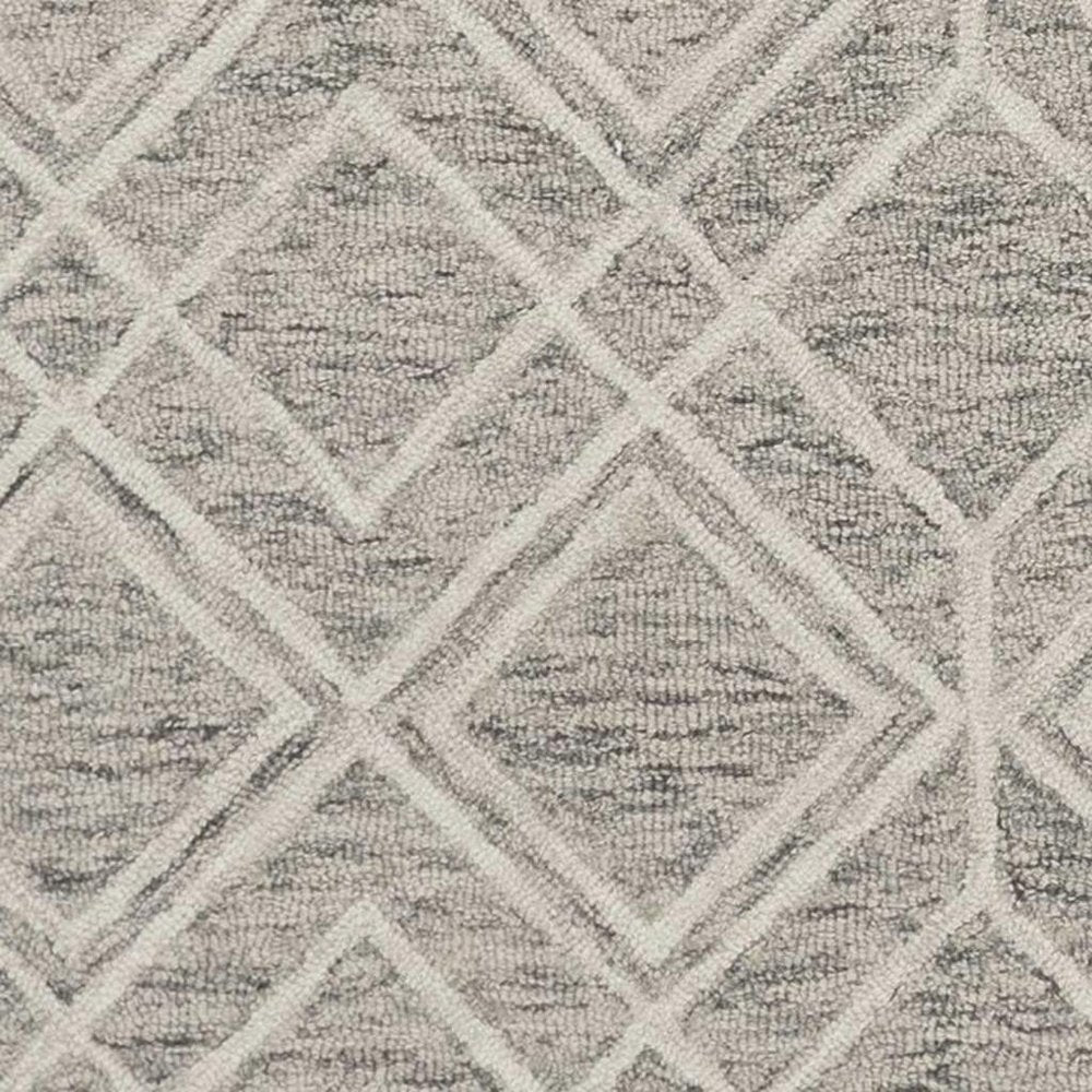 9' X 12' Sand Beige And Ivory Wool Geometric Hand Tufted Area Rug