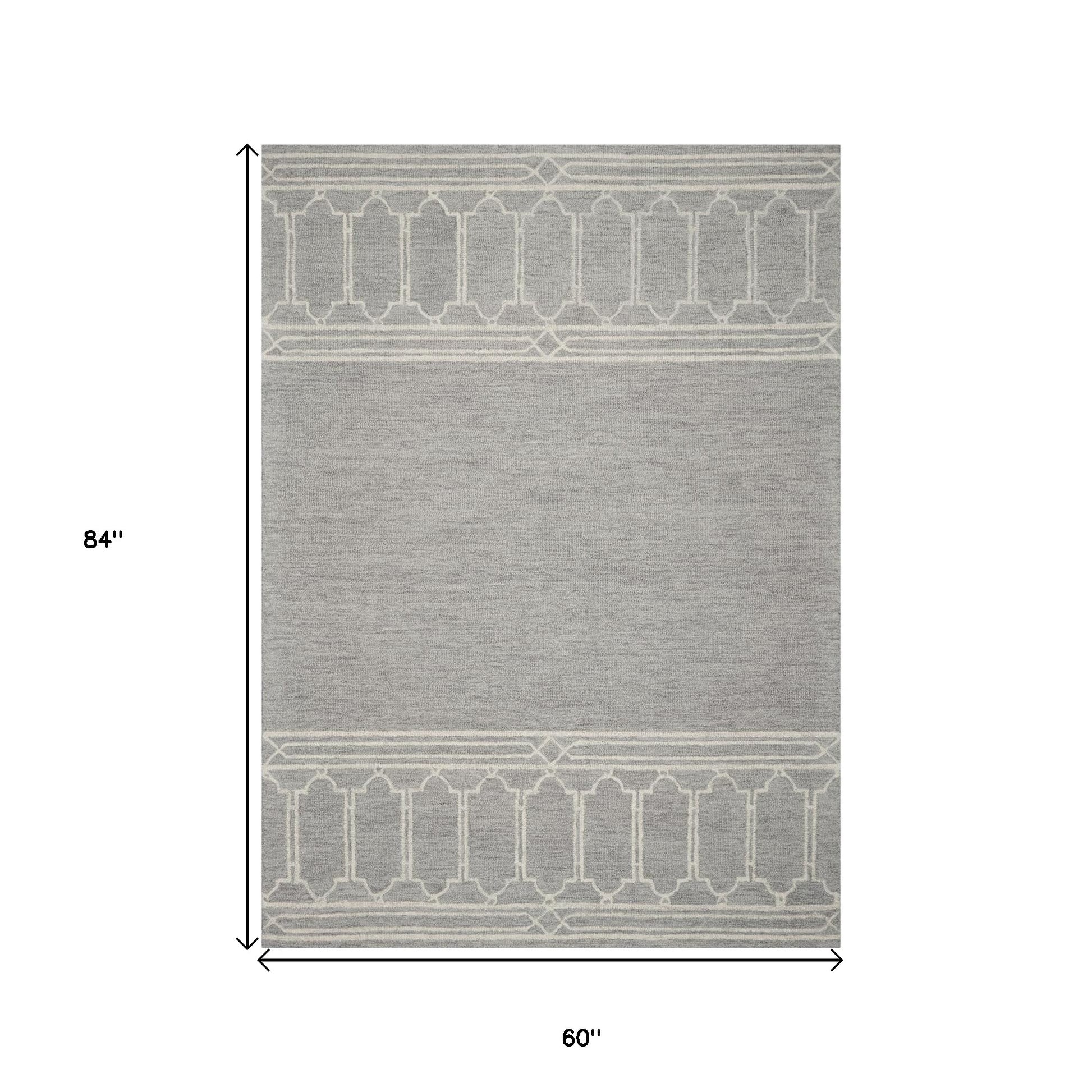 8' X 10'  Wool Grey Area Rug