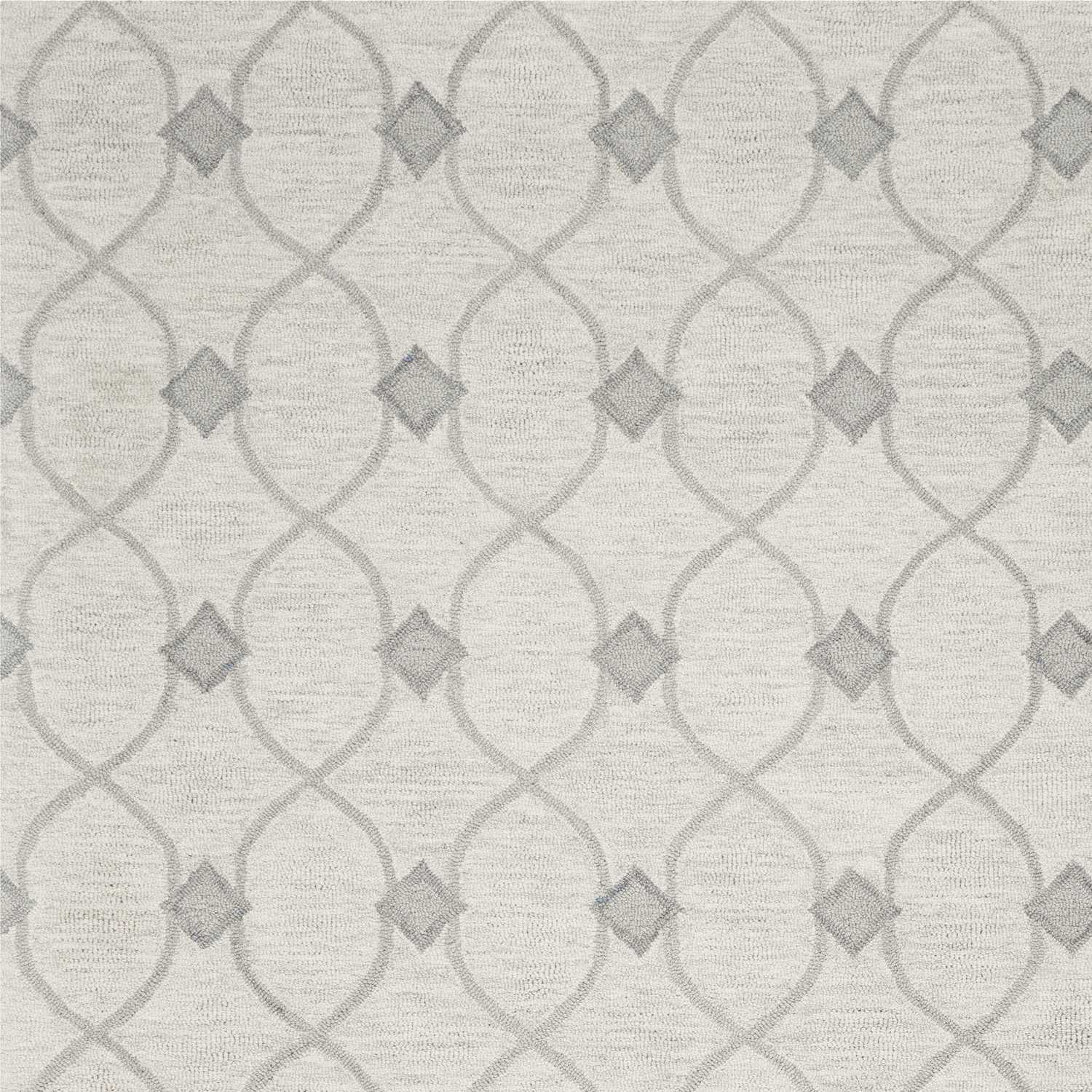 5' X 7' Ivory And Gray Wool Ogee Hand Tufted Area Rug