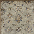 5' Gray Ivory And Brown Wool Floral Hand Tufted Round Rug