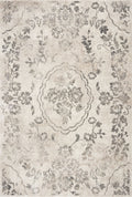 5' X 8' Gray And Tan Floral Distressed Area Rug