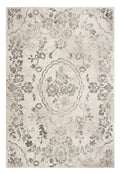 5' X 8' Gray And Tan Floral Distressed Area Rug
