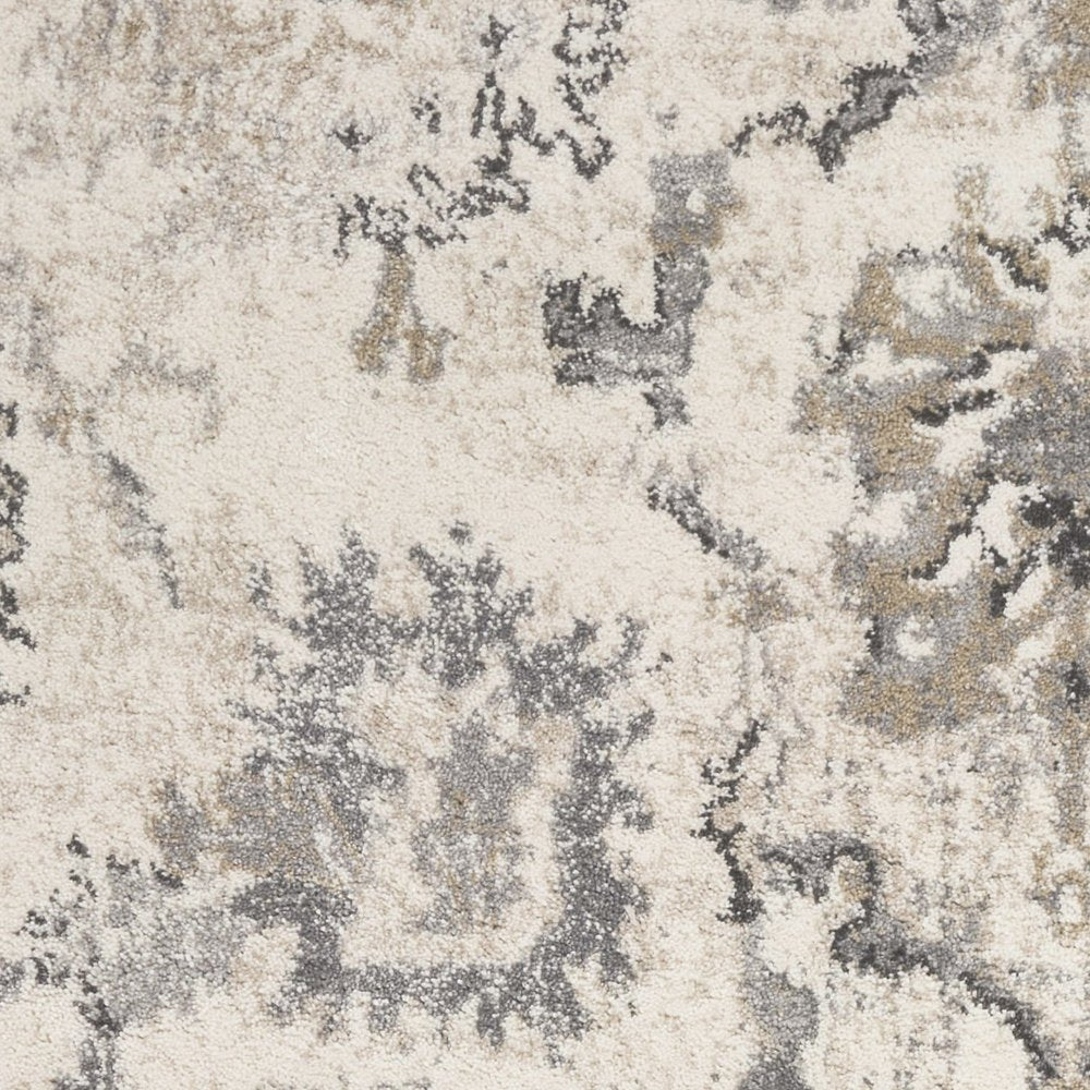 5' X 8' Ivory And Gray Floral Medallion Area Rug