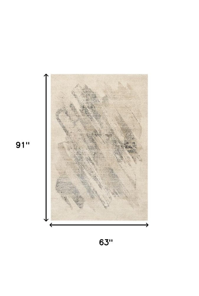 5' X 8' Ivory And Gray Abstract Area Rug