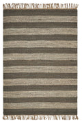 5' X 7' Brown and Beige Striped Hand Woven Area Rug