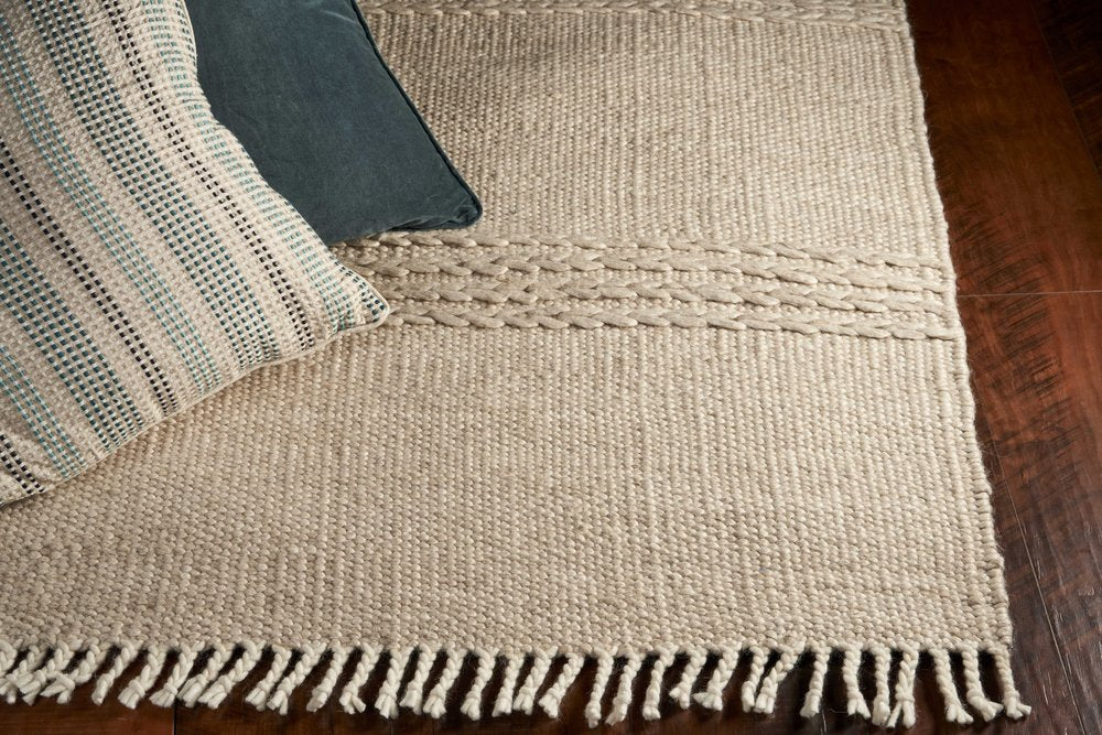 3' X 5' Beige Wool Hand Woven Area Rug