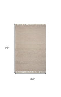3' X 5' Beige Wool Hand Woven Area Rug