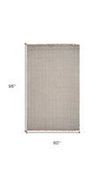 3' X 5' Beige And Gray Wool Chevron Hand Woven Area Rug