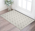 5' X 7' Ivory And Gray Wool Ogee Hand Tufted Area Rug
