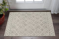 9' X 12' Sand Beige And Ivory Wool Geometric Hand Tufted Area Rug