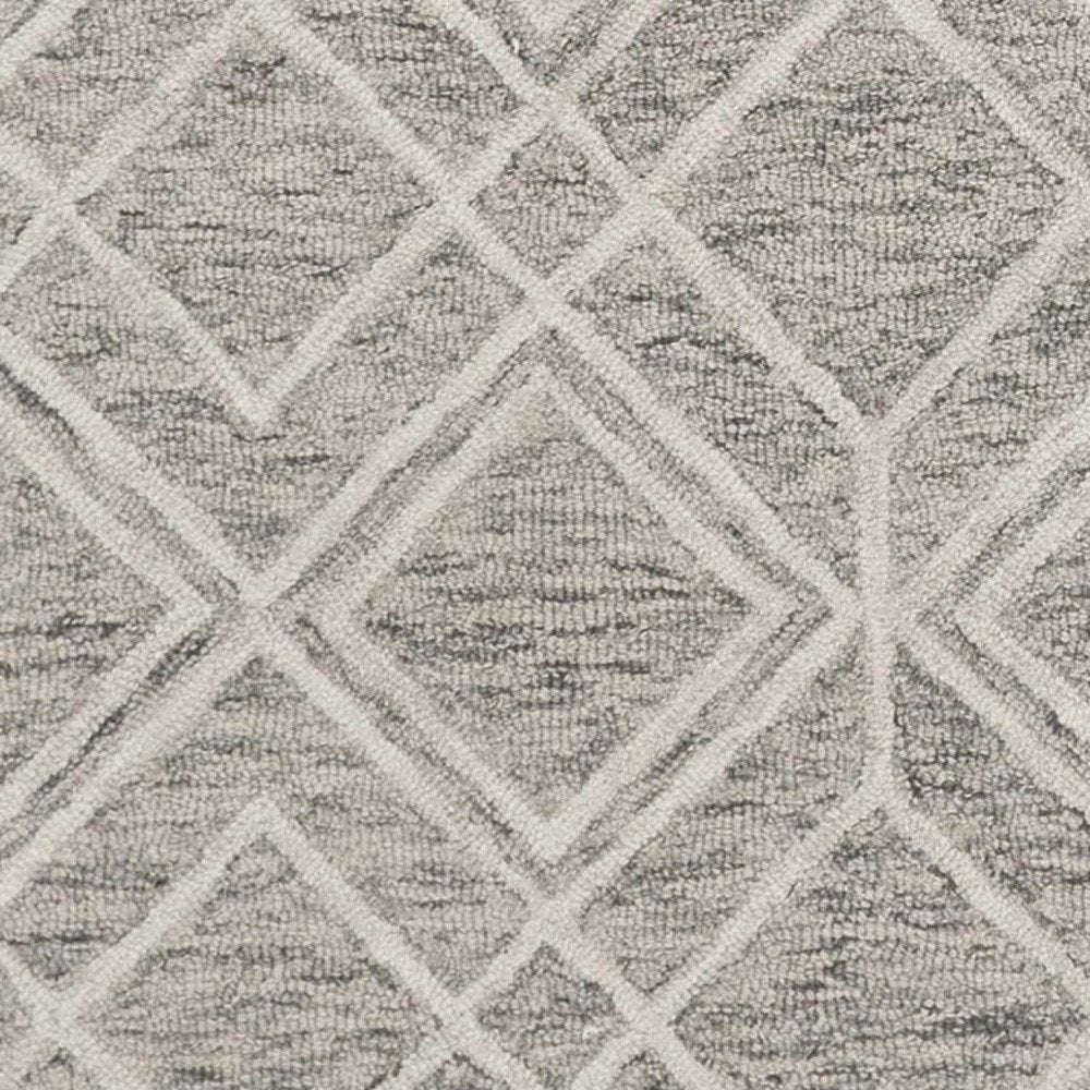 9' X 12' Sand Beige And Ivory Wool Geometric Hand Tufted Area Rug