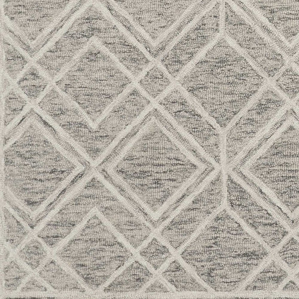 9' X 12' Sand Beige And Ivory Wool Geometric Hand Tufted Area Rug