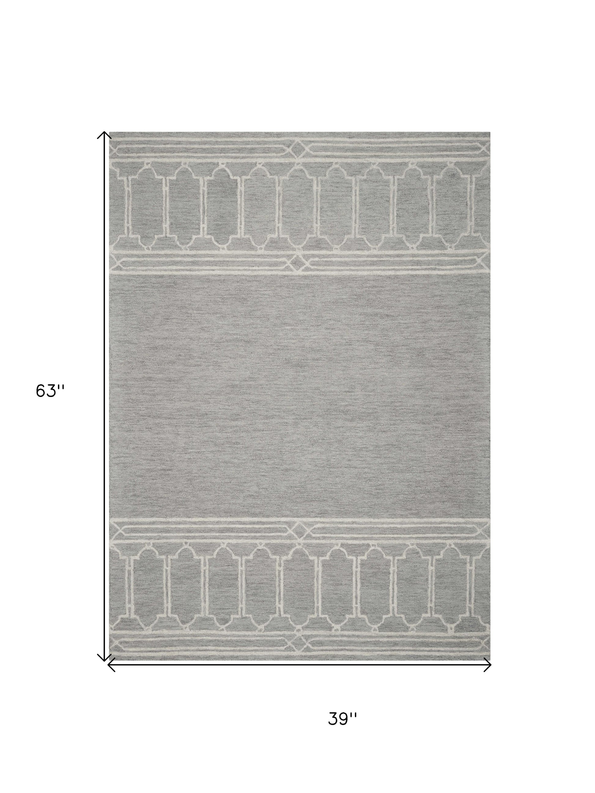 8' X 10'  Wool Grey Area Rug
