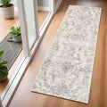 5' X 8' Gray And Tan Floral Distressed Area Rug