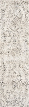 5' X 8' Gray And Tan Floral Distressed Area Rug