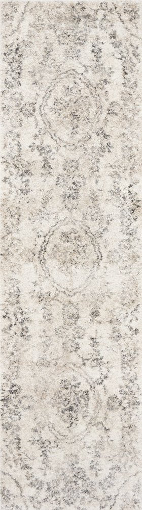 5' X 8' Gray And Tan Floral Distressed Area Rug