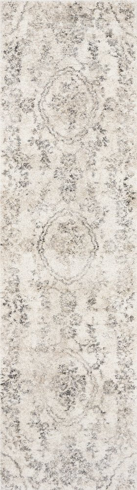 5' X 8' Gray And Tan Floral Distressed Area Rug