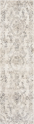 5' X 8' Gray And Tan Floral Distressed Area Rug