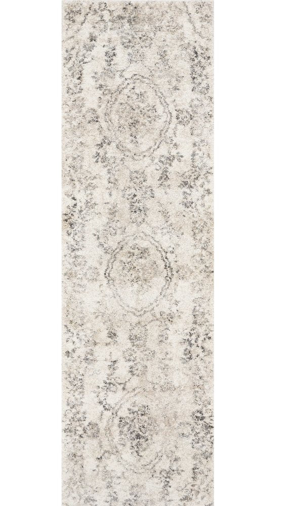 5' X 8' Gray And Tan Floral Distressed Area Rug