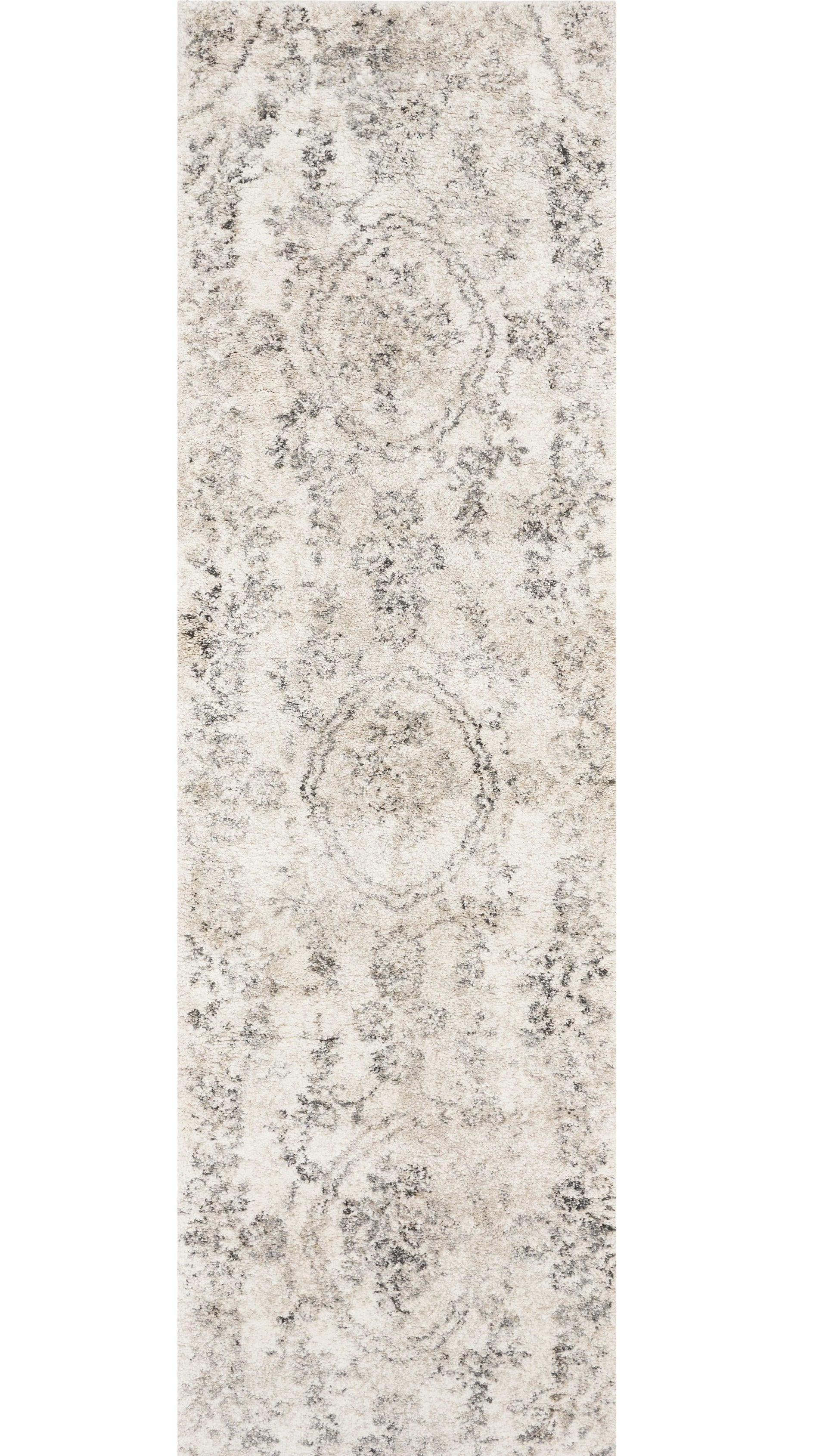 5' X 8' Gray And Tan Floral Distressed Area Rug