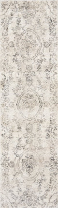 5' X 8' Gray And Tan Floral Distressed Area Rug