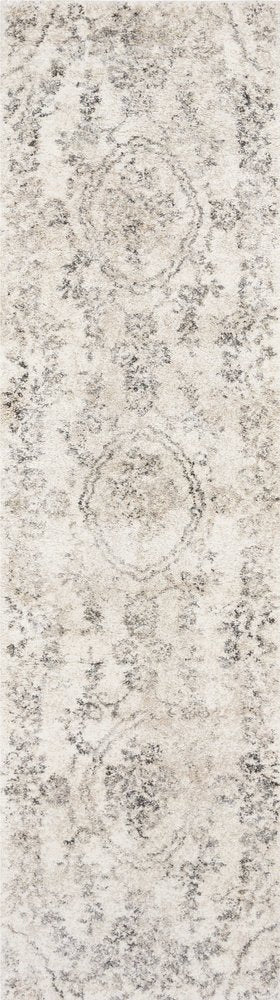 5' X 8' Gray And Tan Floral Distressed Area Rug
