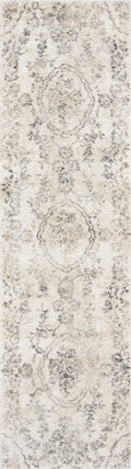 5' X 8' Gray And Tan Floral Distressed Area Rug