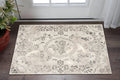 5' X 8' Gray And Tan Floral Distressed Area Rug