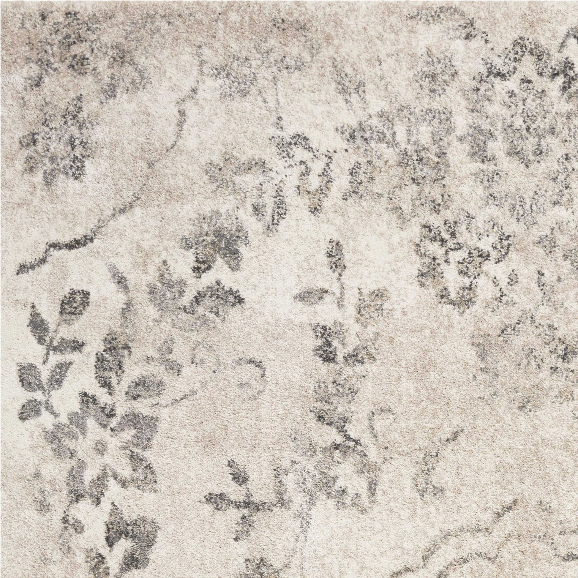 5' X 8' Gray And Tan Floral Distressed Area Rug
