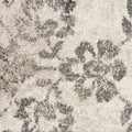 5' X 8' Gray And Tan Floral Distressed Area Rug