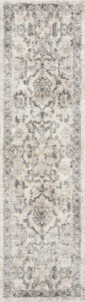 5' X 8' Ivory And Gray Floral Medallion Area Rug