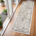 5' X 8' Ivory And Gray Floral Medallion Area Rug