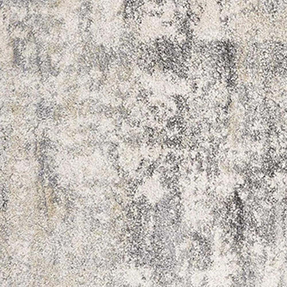 7' Gray And Tan Abstract Runner Rug