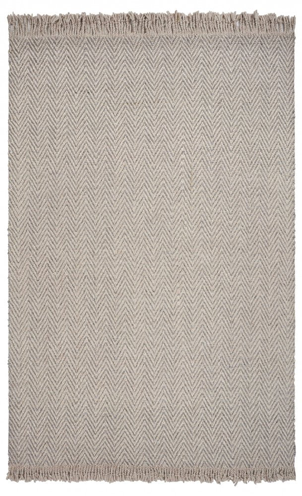 3' X 5' Beige And Gray Wool Chevron Hand Woven Area Rug
