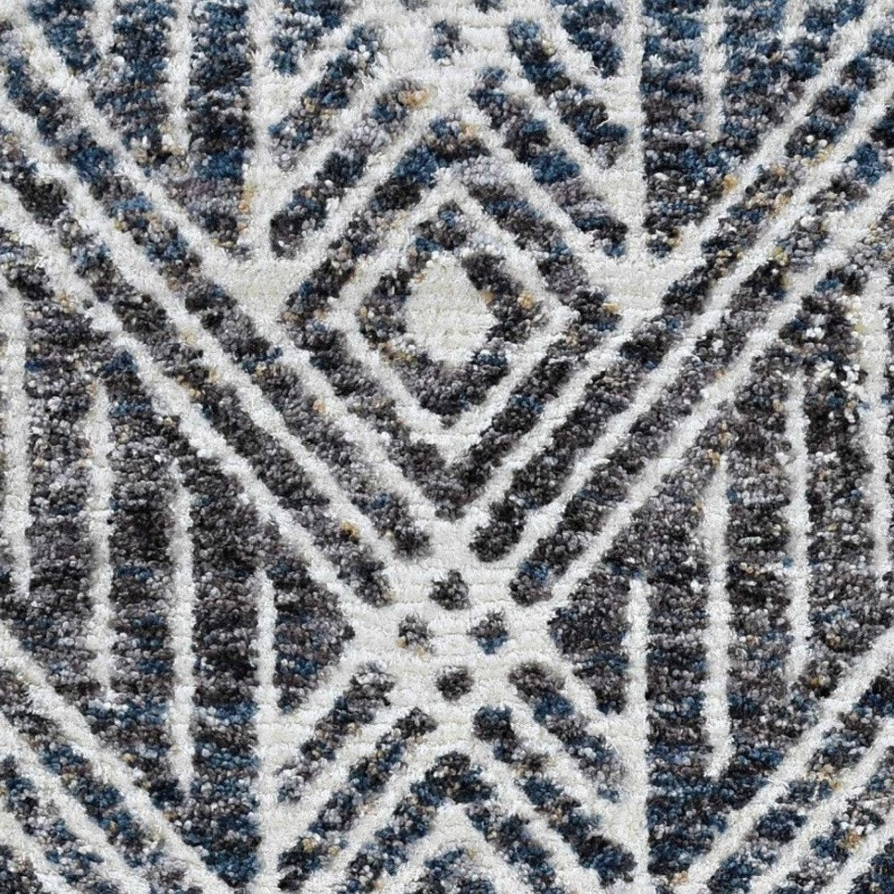 9' X 13' Gray and Ivory Geometric Area Rug