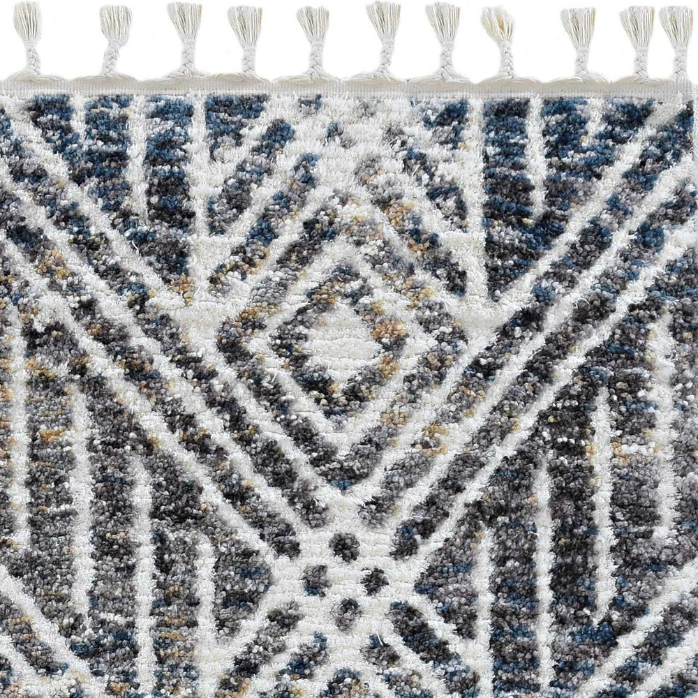 9' X 13' Gray and Ivory Geometric Area Rug