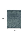 7' X 10' Gray and Black Wool Geometric Hand Tufted Area Rug