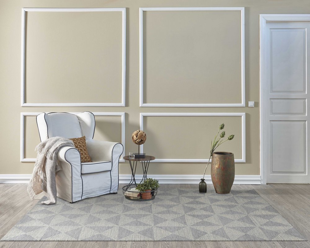 5' X 7' Gray And Light Gray Wool Geometric Hand Tufted Area Rug