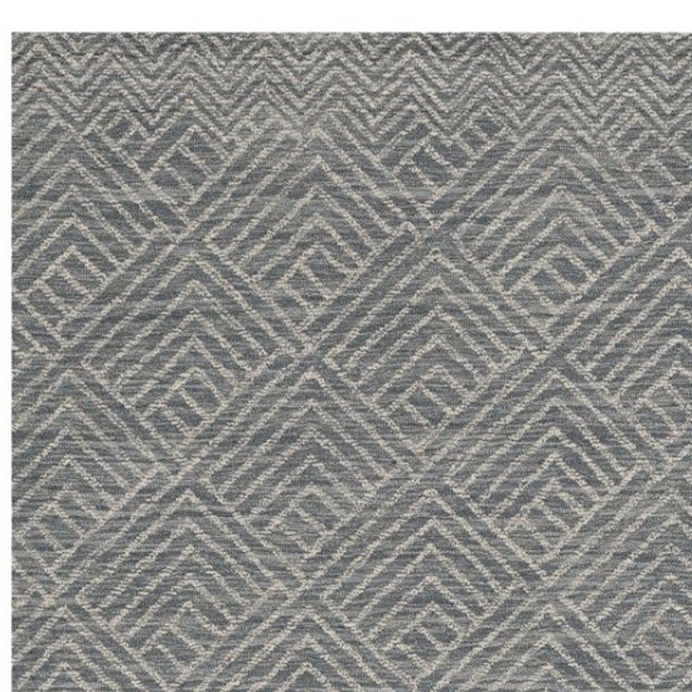 7' X 10' Denim Blue And Gray Wool Geometric Hand Tufted Area Rug