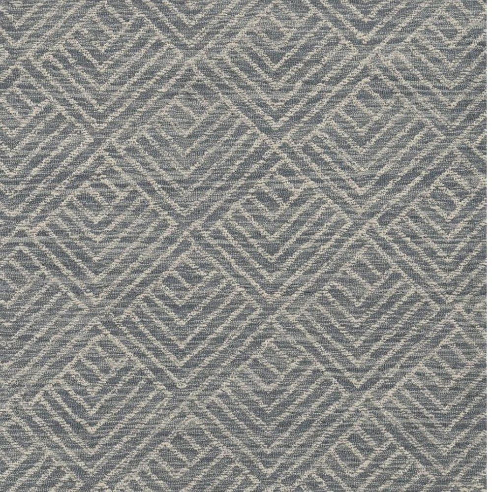 7' X 10' Denim Blue And Gray Wool Geometric Hand Tufted Area Rug