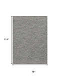 7' X 10' Denim Blue And Gray Wool Geometric Hand Tufted Area Rug
