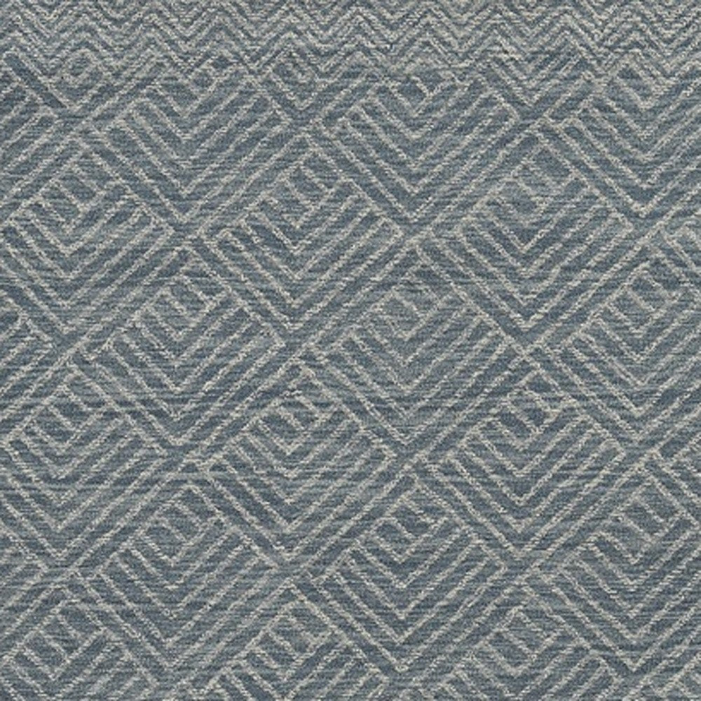 9' X 13' Denim Blue And Gray Wool Geometric Hand Tufted Area Rug