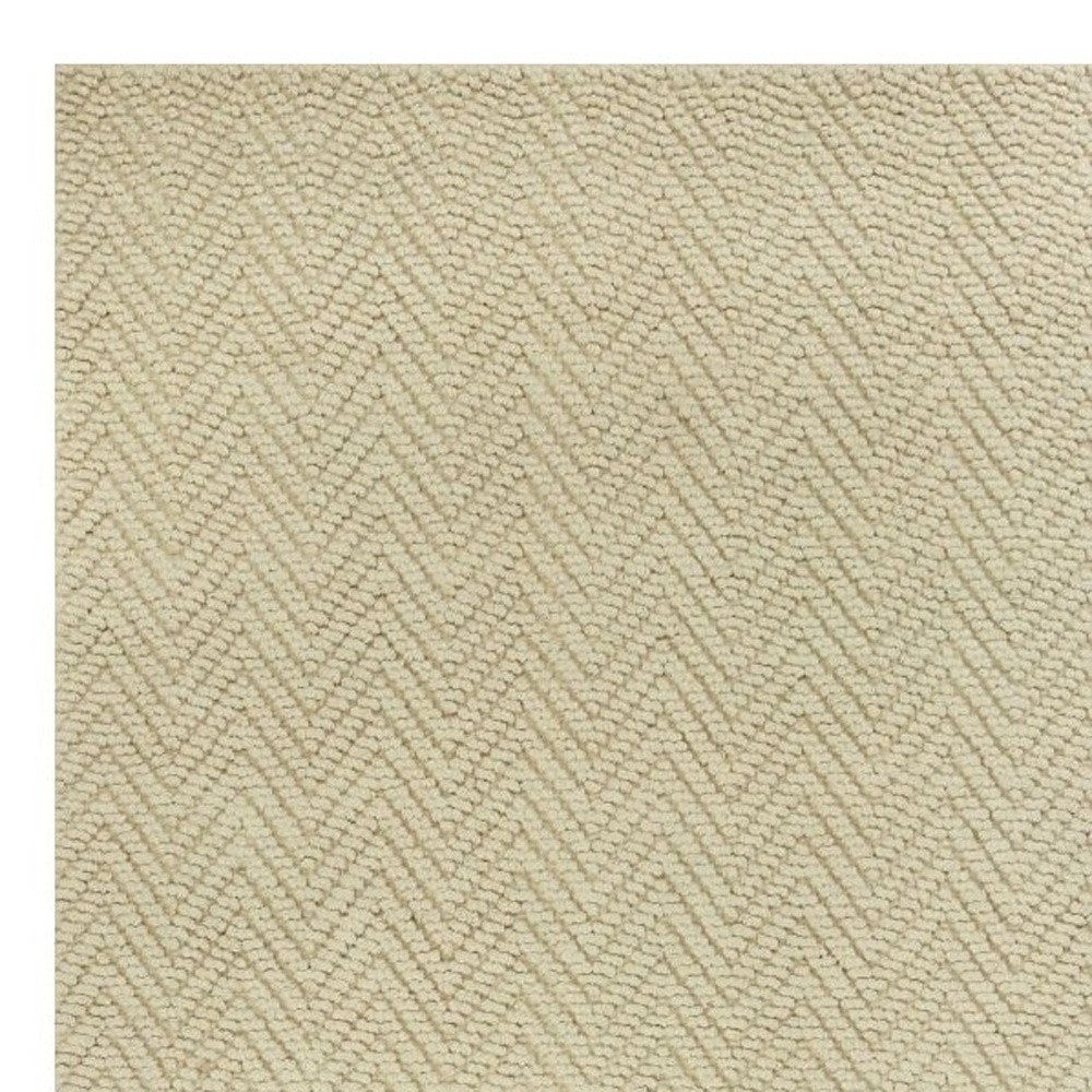 7' X 10' Ivory And Beige Jute Chevron Hand Woven Area Rug