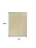 7' X 10' Ivory And Beige Jute Chevron Hand Woven Area Rug
